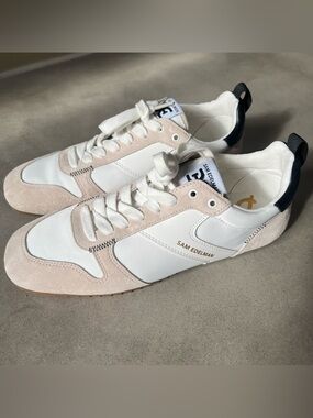 Sam Edelman Zaria Lace Up Sneakers White Leather Suede Size 8.5 New